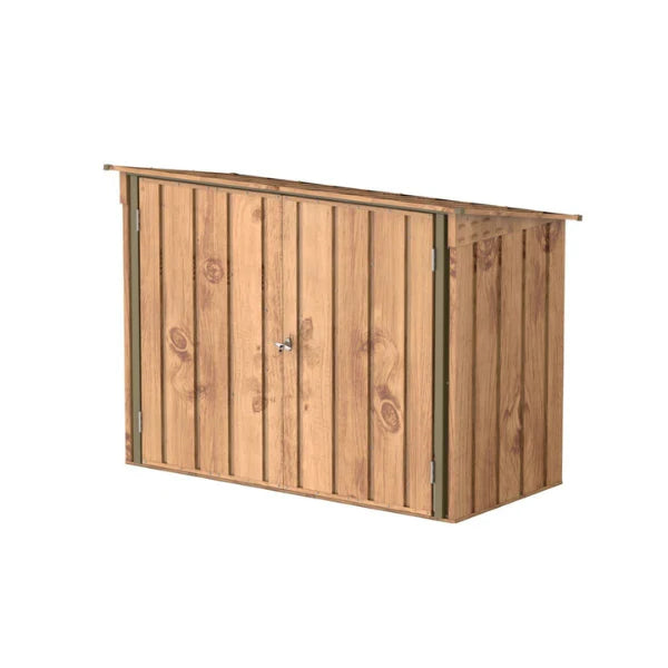 Metal bicycle shelter, 1.74m, wood-effect finish, with anchoring kit -