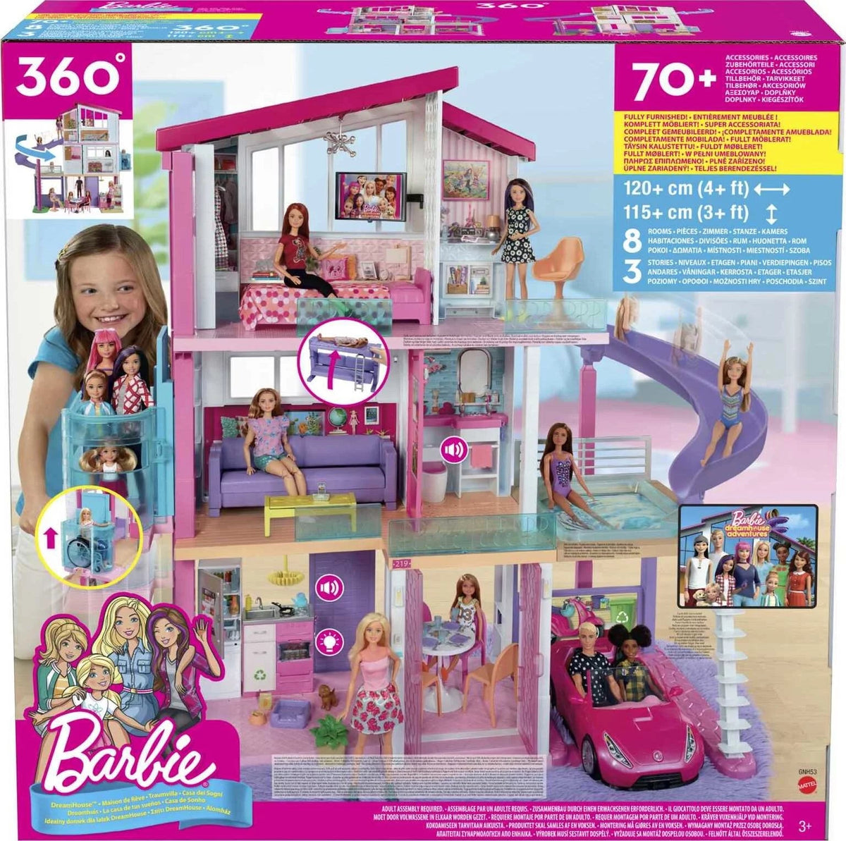 2025 Barbie DreamHouse doll house with 70 accessories, fun lifts, lights and more -