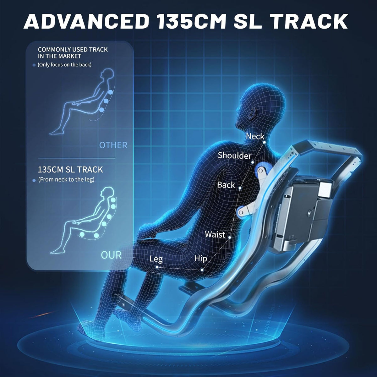 HealthRelife Full Body Massage Chair - Zero Gravity Smart Massage Chair - 3D Robotic Hands with SL Rail - Bluetooth Relaxation Chair - Black