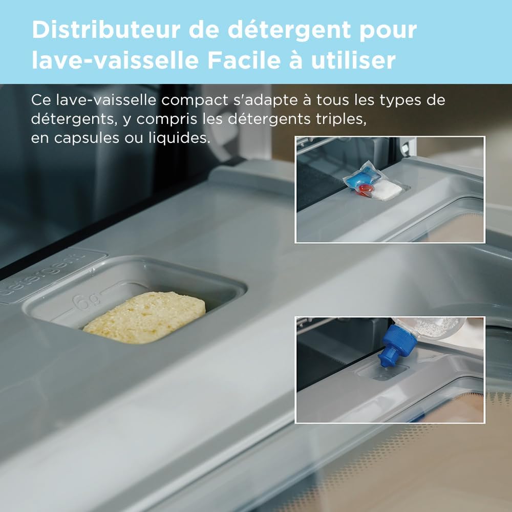 COMFEE' Countertop Dishwasher, Mini Tabletop Dishwasher with 6 Programs, Steam Wash, Baby Care and Fruit Wash, No Plumbing Required, Delay Start, 72-Hour Storage, White