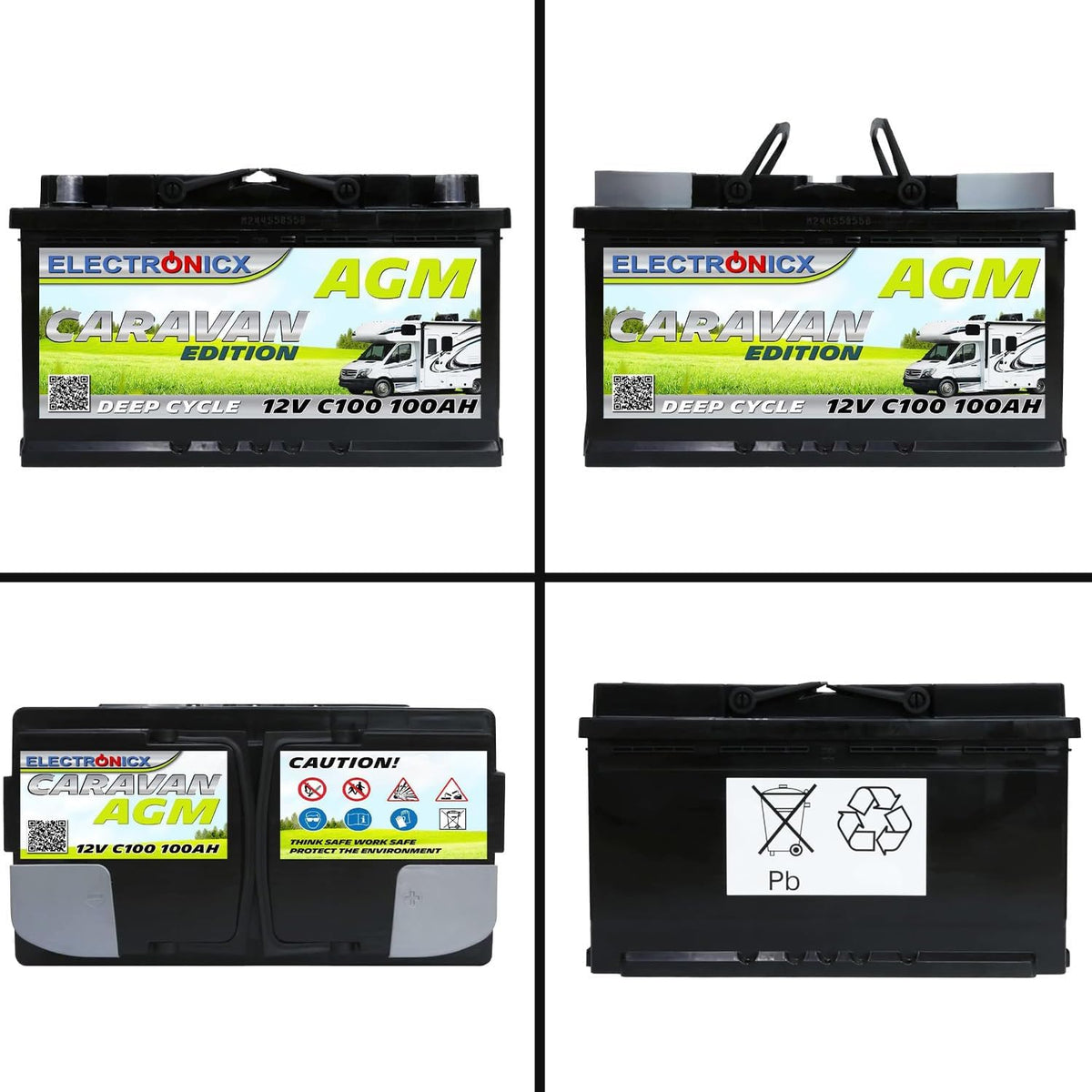 12V 100Ah AGM battery Electronicx Caravan Edition 12V solar battery 12V accumulator solar batteries 12V battery power supply 12V AGM caravan battery motorhome battery 12V gel battery accumulator
