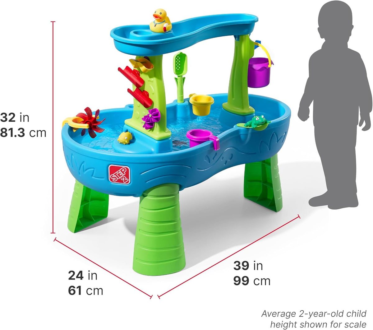 Rain Shower Splash Water Table with 13 Accessories - Blue & Green | Water Play Table | Garden Activity Table, Water Activity Table | Outdoor Water Table