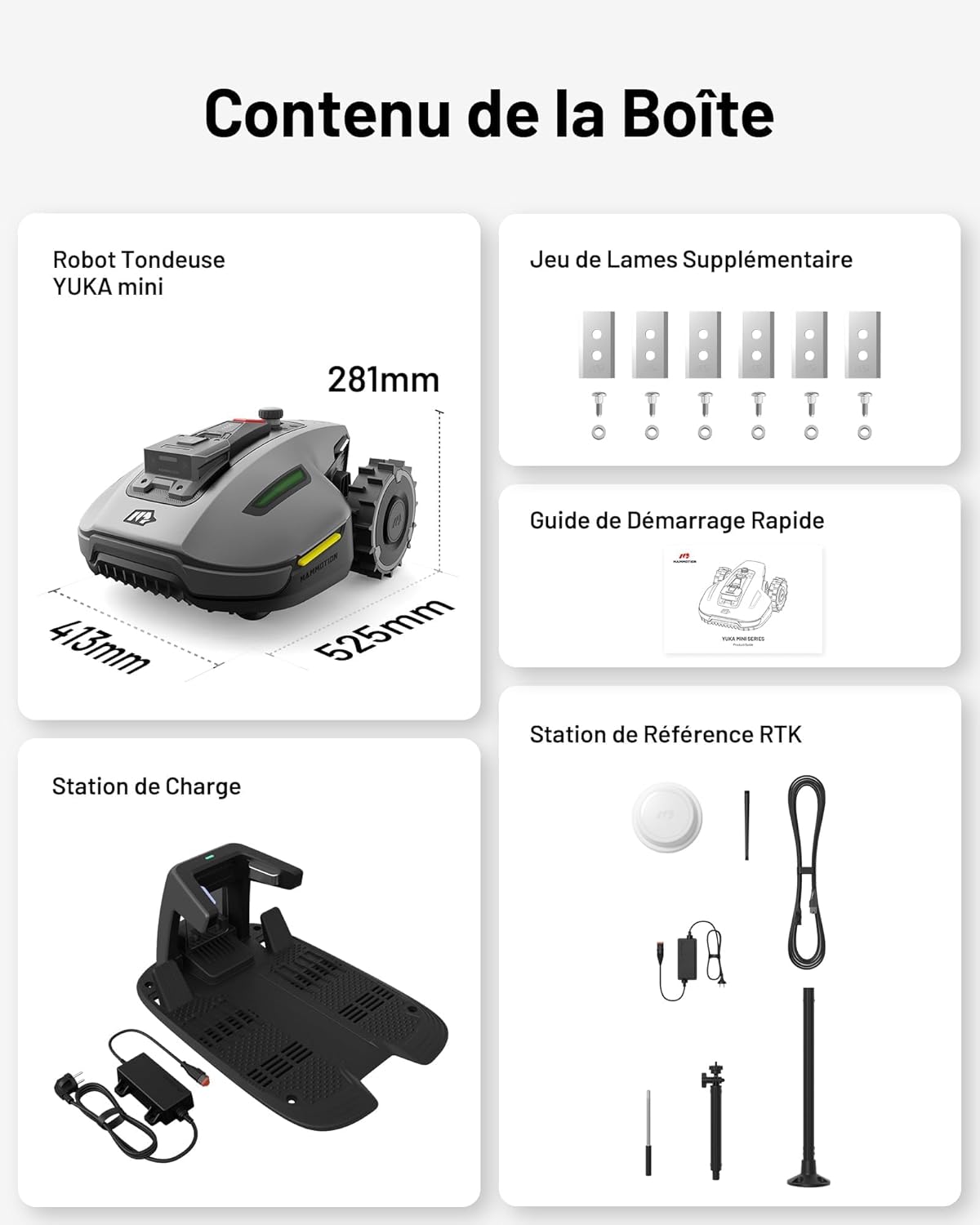 MAMMOTION YUKA Mini 700 Cordless Robotic Lawnmower, NetRTK+Vision, No RTK Antenna Required, Recommended for 700 m2, 50% Slope, Automatic Mapping, with 4G Module