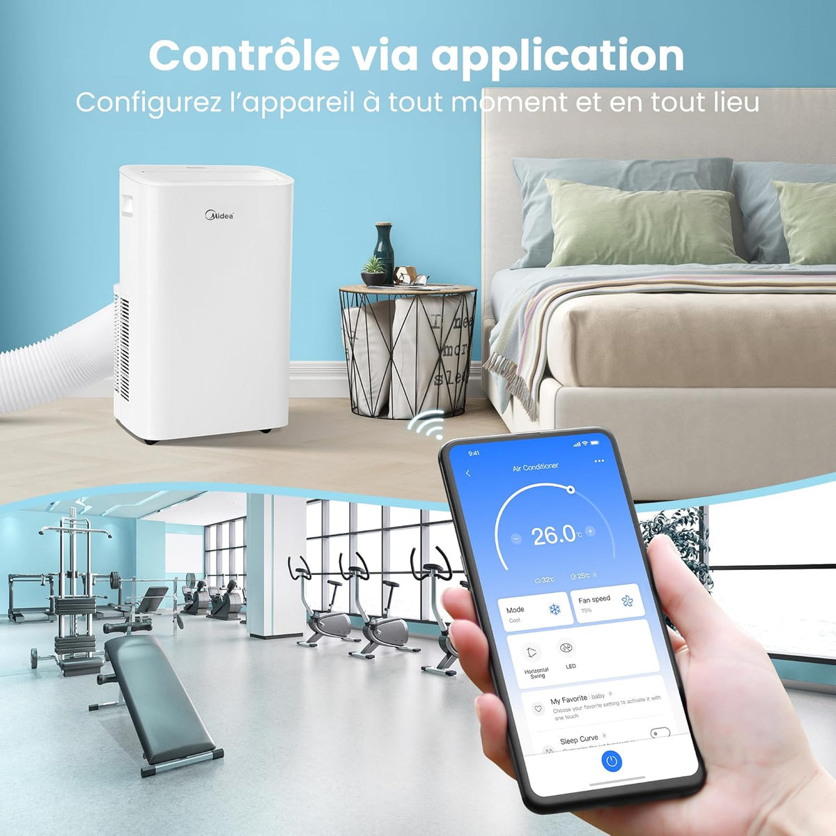 MIDEA 12000 BTU Silent Portable Air Conditioner with Exhaust - 3500W Ready-to-Install Portable Air Conditioner - Reversible Split System - 4 Modes with Window Kit and App Control