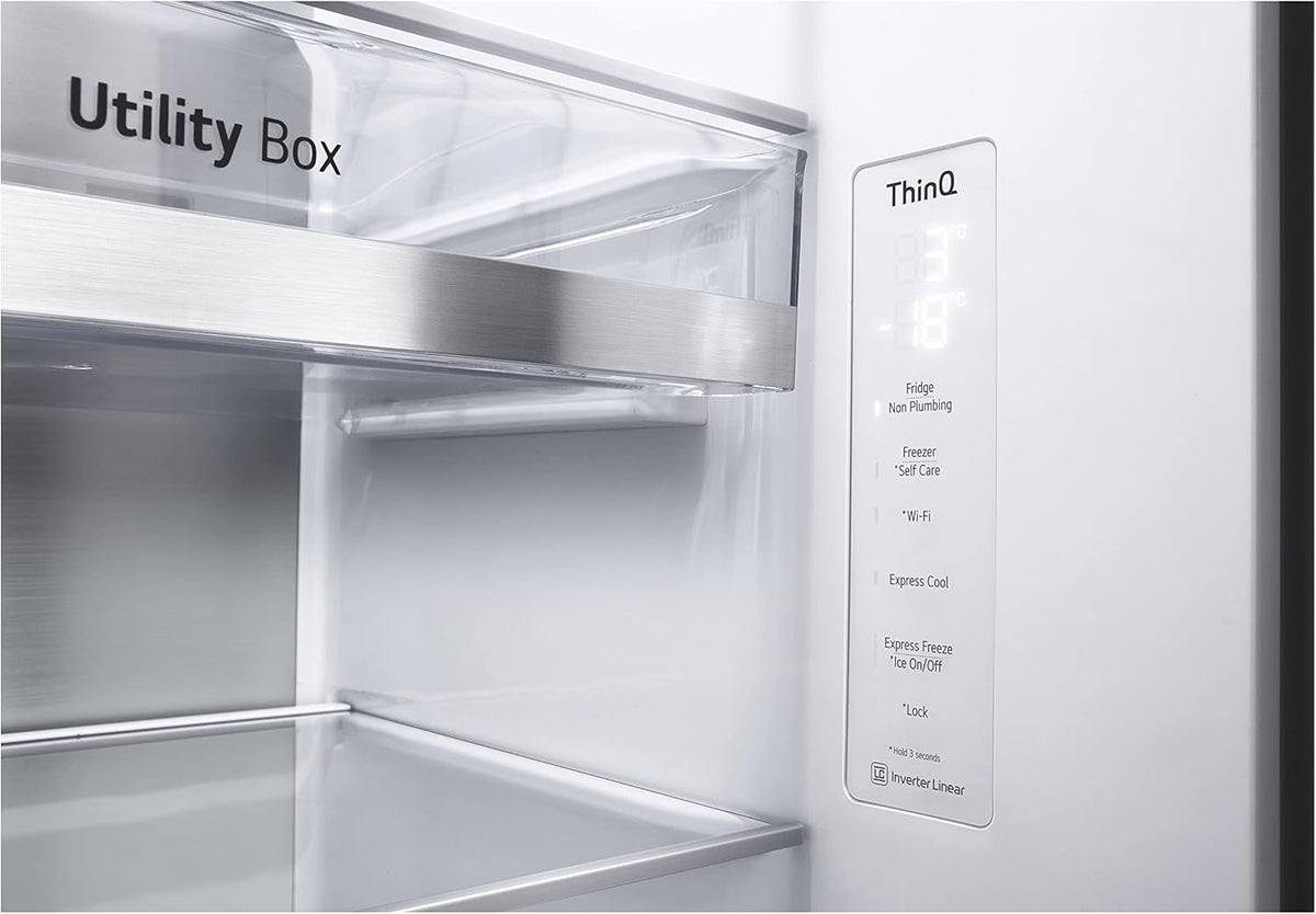 GSXV91MCAF Side-by-Side Fridge Freezer, 635L, InstaView, Total No-Frost, Freezer Compartment, UVnano Water and Ice Dispenser, Linear Inverter Compressor, Wi-Fi, Black, Energy Class F