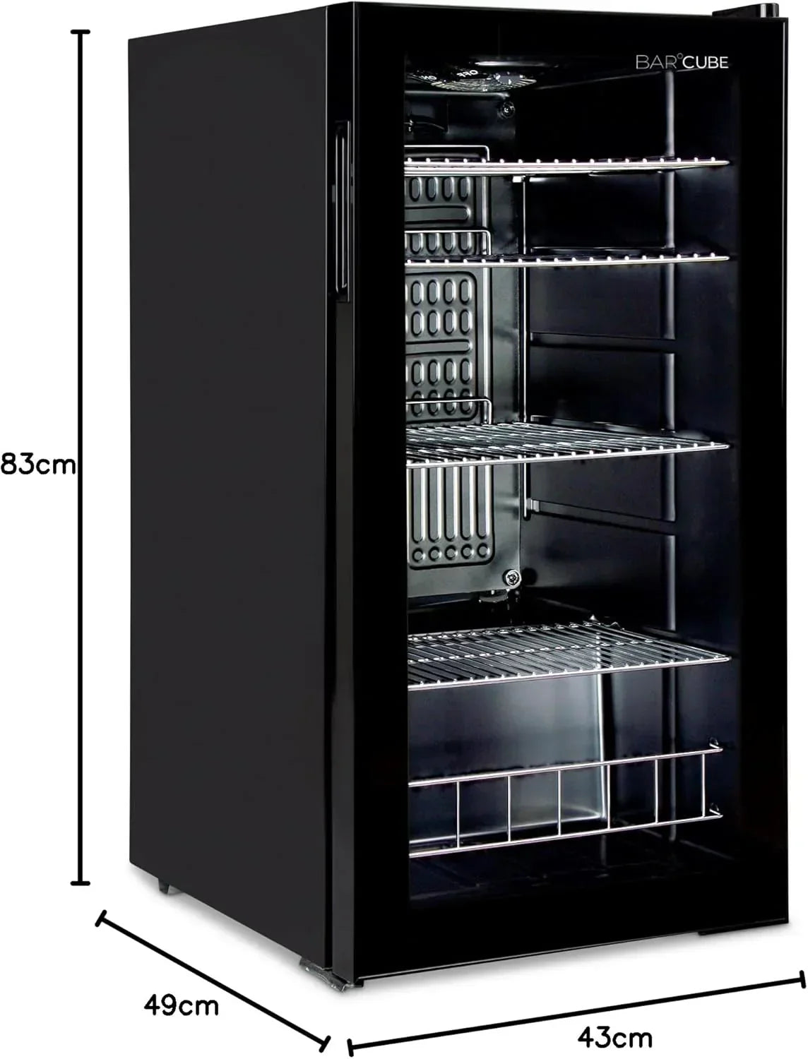 °CUBES Getr?nkekühlschrank 90L mit Glastür & 4 variablen Ablagen | Kompakter Flaschenkühlschrank, perfekt für zu Hause, Büro, Partys & Gastro |