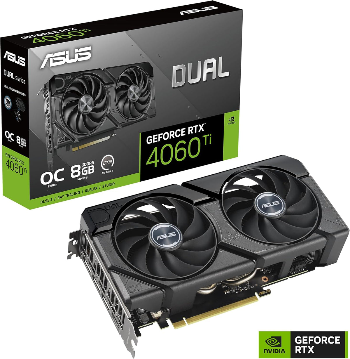 ASUS GeForce RTX 4060 Ti Dual Evo 8G OC Gaming Graphics Card   Boost Clock 2595 MHz GDDR6X PCIe Gen 4 DLSS 3 3X DP v 1.4a HDMI 2.1a (Supports 4K and 8K HDR)