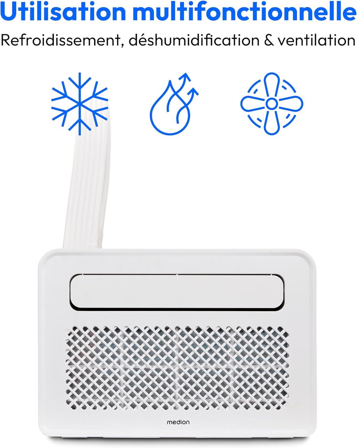 Smart Split Air Conditioner P502 (5000 BTU, 3-in-1, Cooling, Dehumidifying, Ventilating, for caravan, motorhome, window seal kit, sleep mode, Wifi control, Screen, MD 37735) -