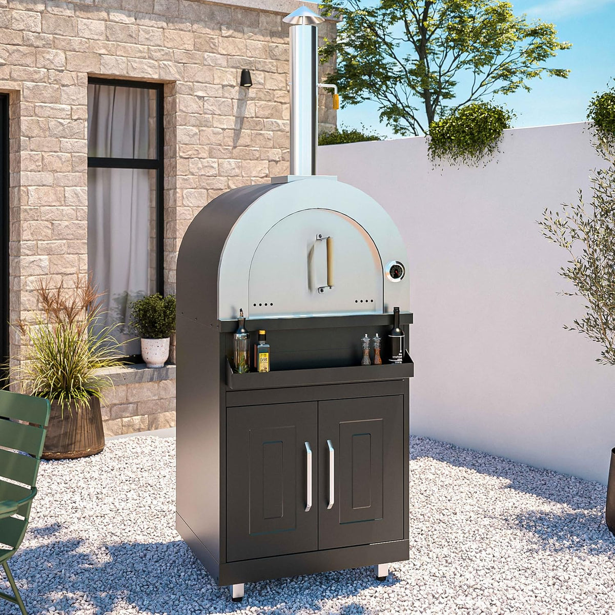 Oviala 4-Piece Outdoor Kitchen Set with Pizza Oven