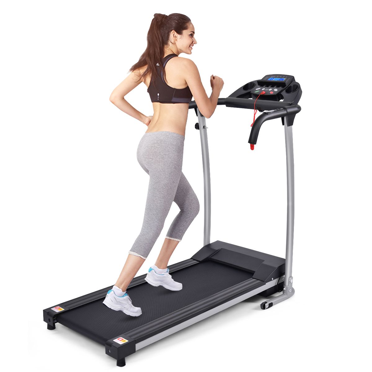 Foldable Electric Treadmill with Screen and Heart Rate Monitor with Speed from 1 to 10 km/h and 12 Programs - Black