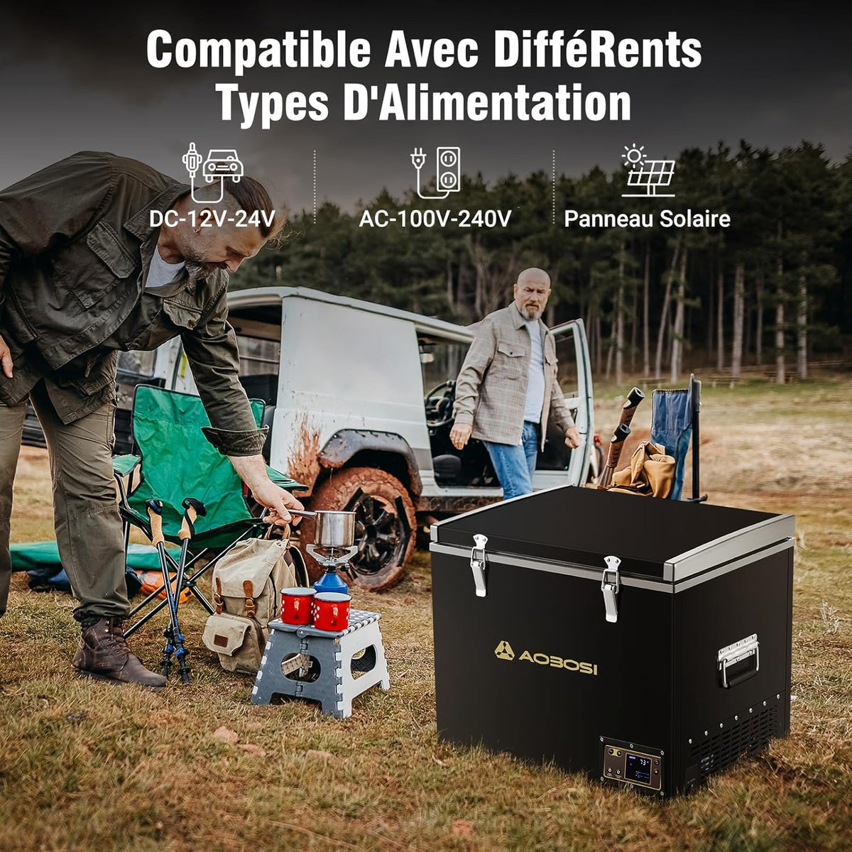45L Compressor Cooler, Electric Cooler -20 to 20, Truck Fridge with APP & Button Control, 12/24V DC and 100-240V AC Camping Cooler for Car, Truck, Boat and Power Outlet -