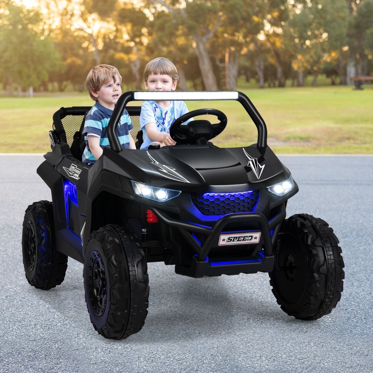12V Electric Ride-On Car for Children Ages 3-8, 2 Speeds, Spring Suspension, 59KG Load Capacity, 118x74x71CM, Black/Pink/Red