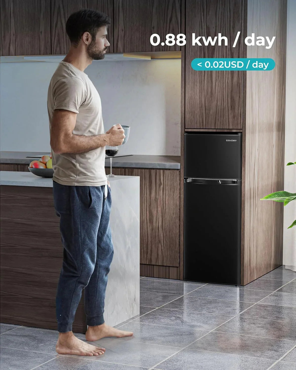 3.2 Cu. Ft. 2-Door Mini Fridge with Freezer, Compact Refrigerator, Silver