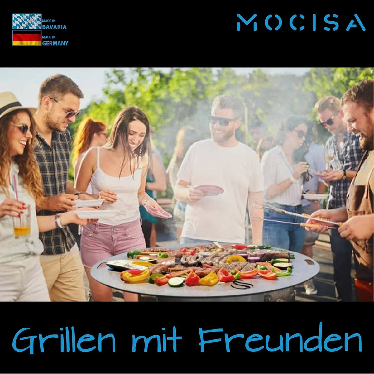 Universal BBQ Grillplatte 100 cm | Feuerplatte | Fassgrill | Kugelgrill | 100 cm Stahl blank St?rke 6mm | Made in Bavaria | Plancha | Feuerring |