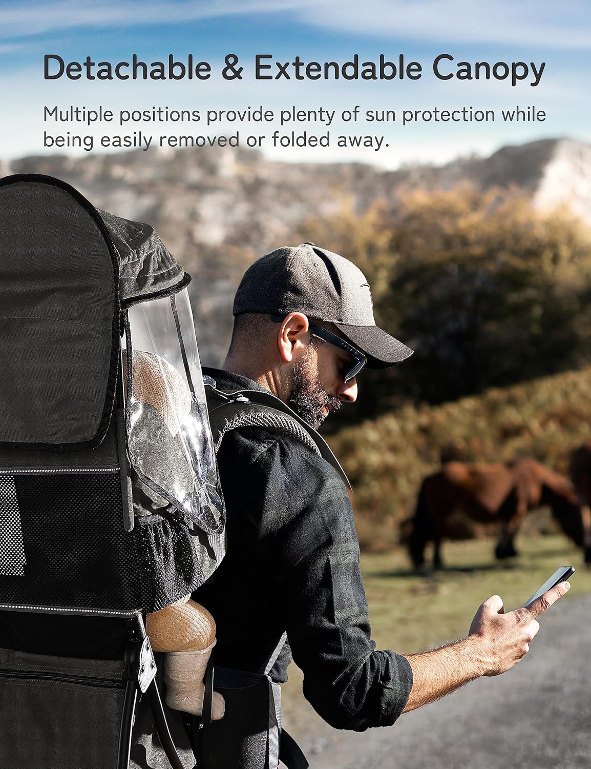 besrey Hiking Baby Carrier, Child Backpack, Outdoor Use, Foldable - Black
