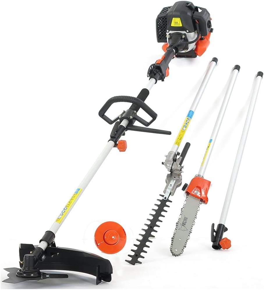Fuxtec FX-MT152E 5-in-1 Multi-Tool Petrol Brush Cutter - Easy Starter, 3 HP, 52 cc, 2-Stroke Engine, Pruner, Hedge Trimmer, Edger with Cord or Blade, 1 Meter Extension