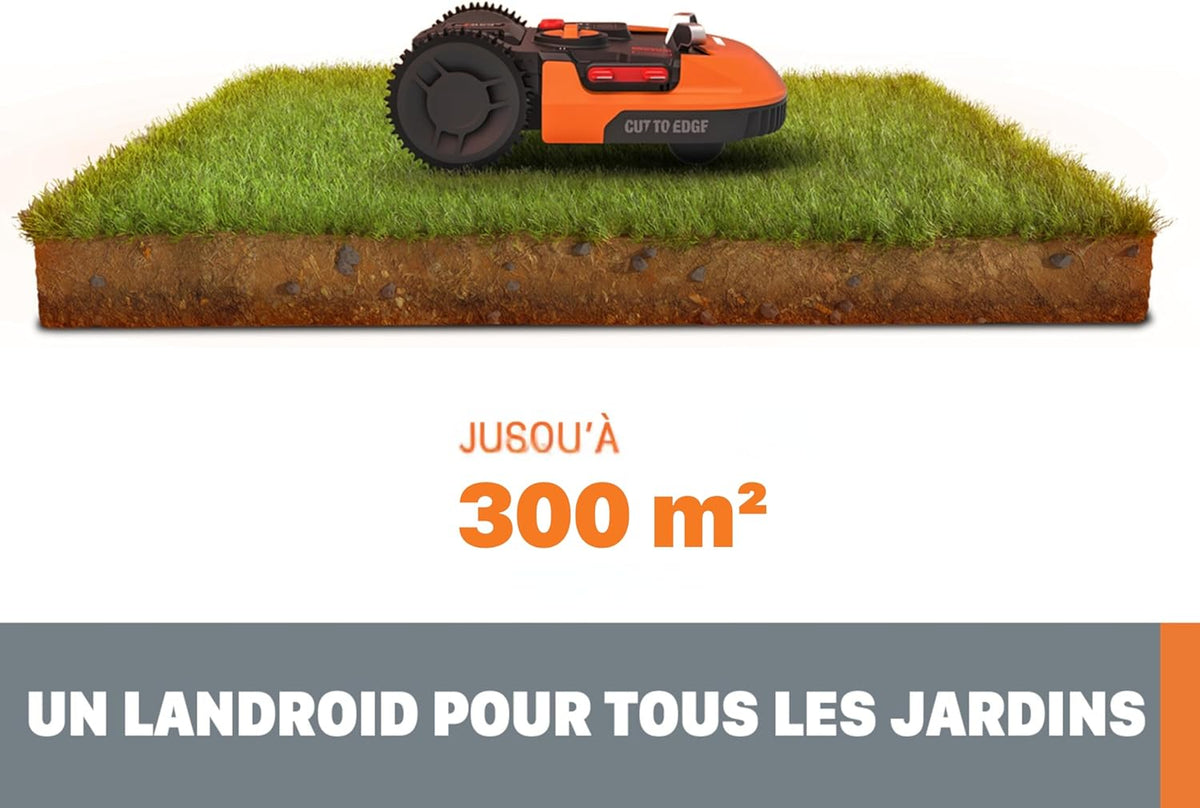 Landroid Plus WR167E Smart Connected Robotic Lawnmower, 700 m2 Max. 800 m2, Easy Installation, Configurable, 35% Slope, Rain Sensor, Cuts Close to Edges, Fast Mowing