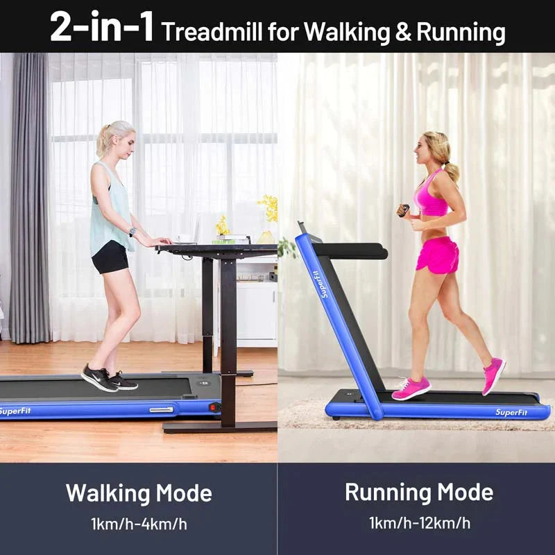 2-in-1 Folding Electric Treadmill, 2.25 HP, Under-Desk, with Dual Display and Smart App Control