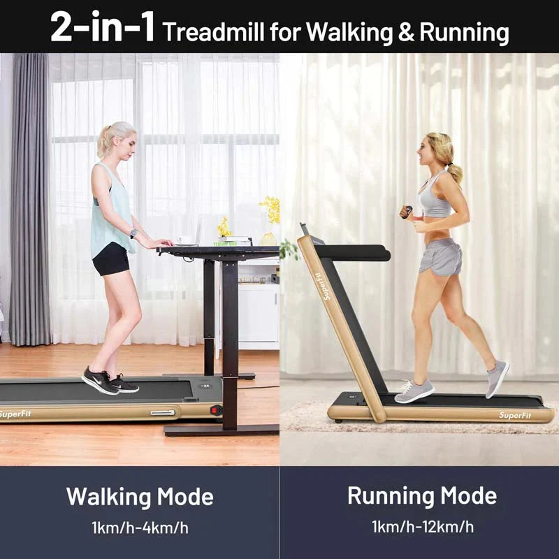 2-in-1 Folding Electric Treadmill, 2.25 HP, Under-Desk, with Dual Display and Smart App Control