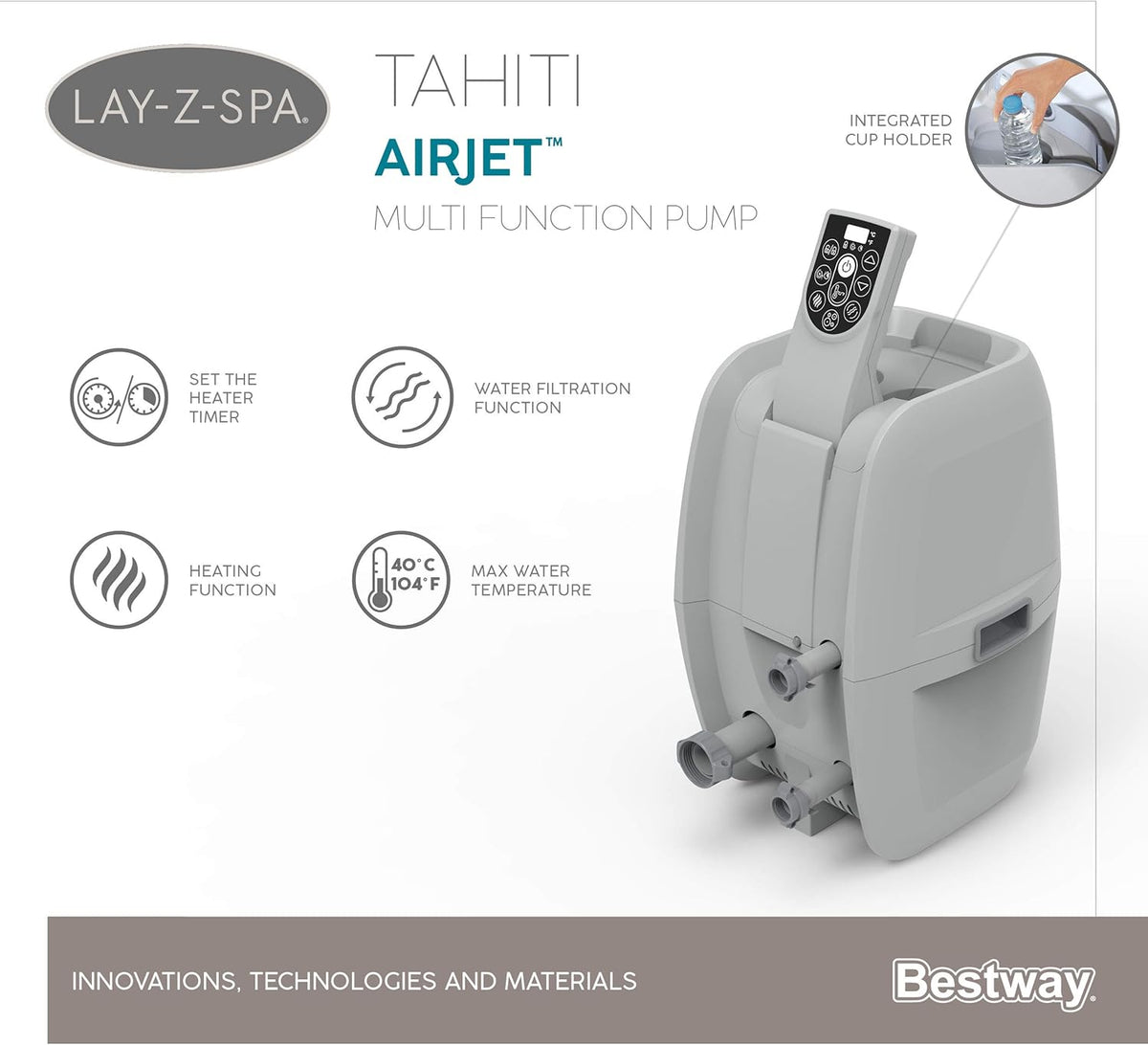 Lay-Z-Spa? Miami Airjet? 2-4 Person Round Inflatable Hot Tub