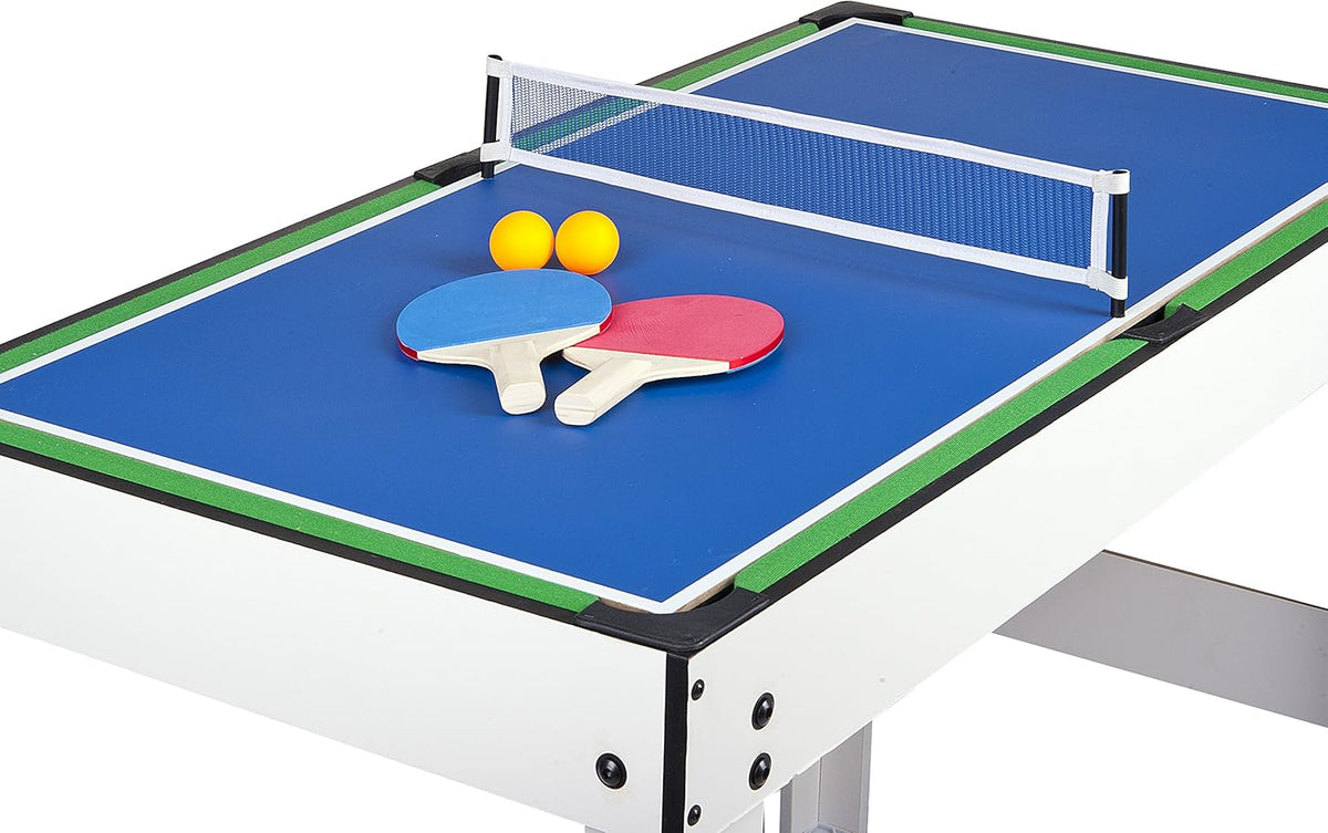 Leomark 4-in-1 Games Table - Billiards, Foosball, Table Hockey, and Ping-Pong Multifunctional Game Table Dimensions: 120 x 61 x 82 (Height) cm