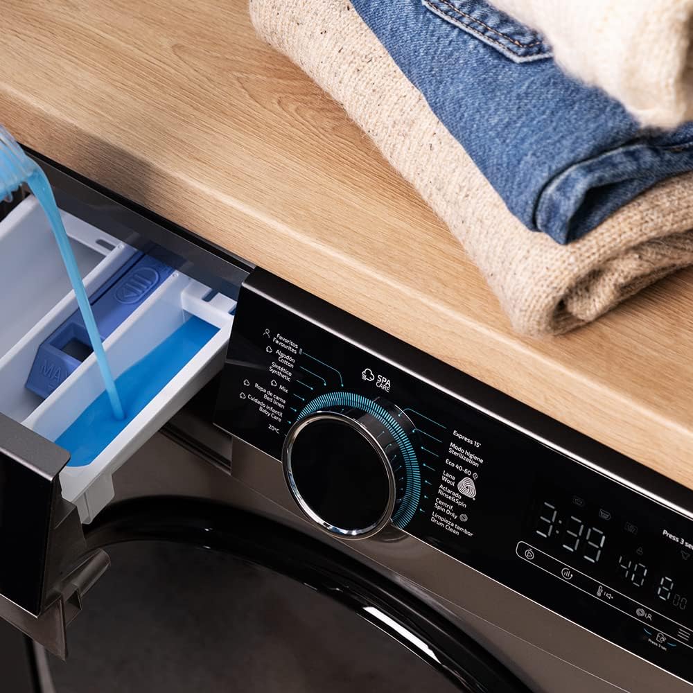 Cecotec Bolero DressCode 121000 Steel 12kg Front Loading Washing Machine. 1400 rpm max adjustable, 2000 W, WoolMark certified, Inverter Plus motor, 14 programs, Spa Care, delayed start.