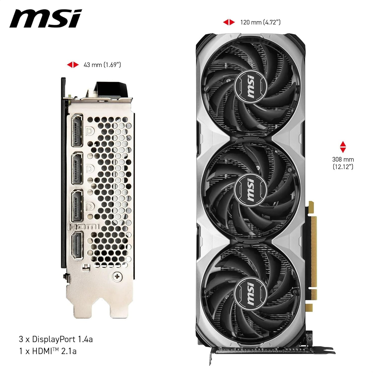 MSI GeForce RTX 4060 Ti Ventus 3X E 8G OC Graphics Card - 8 GB GDDR6 (18 GB/s 128-bit) PCIe 4.0 - 3 x Fans TORX 4.0 - HDMI 2.1a DisplayPort 1.4a