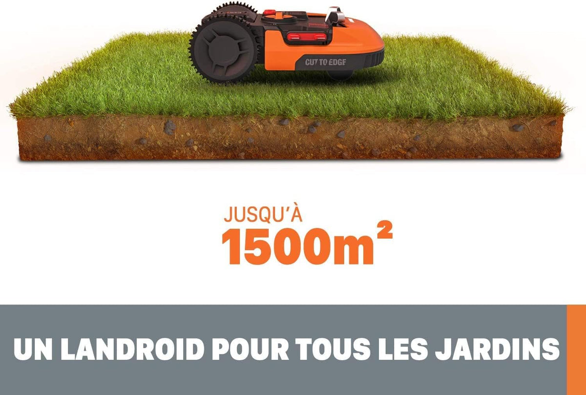 Landroid Plus WR167E Smart Connected Robotic Lawnmower, 700 m2 Max. 800 m2, Easy Installation, Configurable, 35% Slope, Rain Sensor, Cuts Close to Edges, Fast Mowing