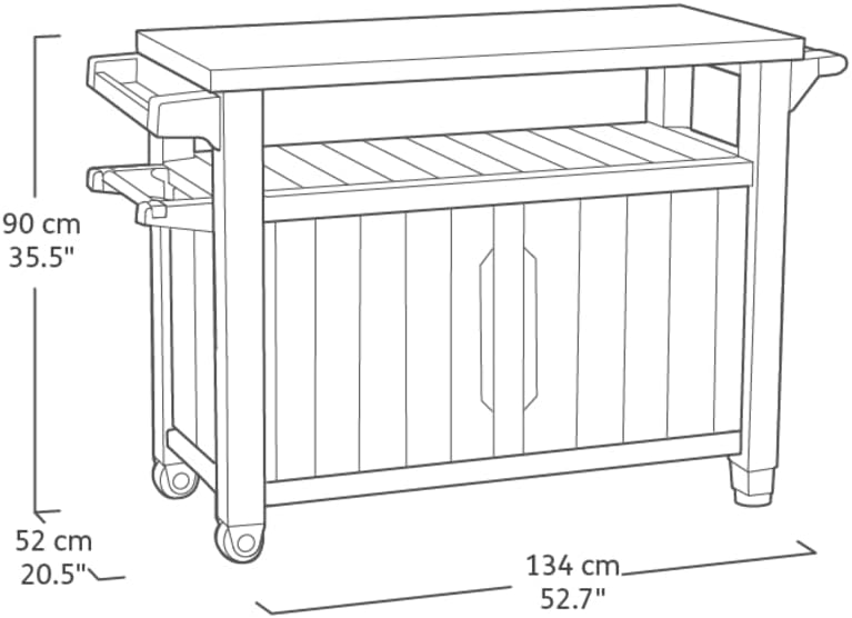 UNITY XL Grey Barbecue Cart - 207 litres - 134 x 51.7 x 89.6 cm