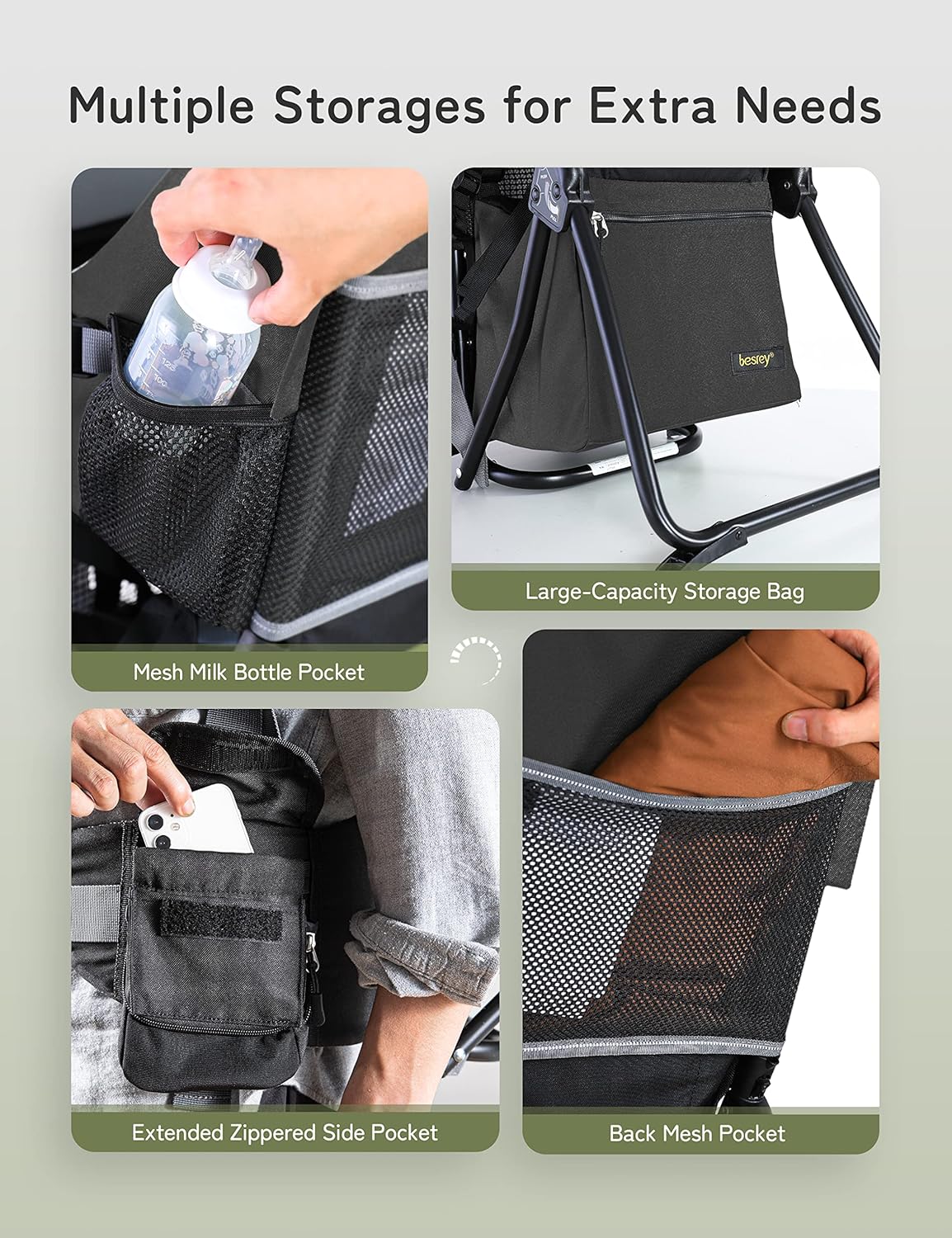 besrey Hiking Baby Carrier, Child Backpack, Outdoor Use, Foldable - Black