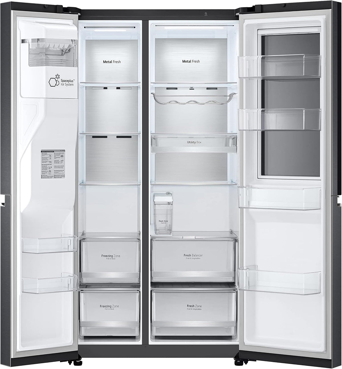 GSXV91MCAF Side-by-Side Fridge Freezer, 635L, InstaView, Total No-Frost, Freezer Compartment, UVnano Water and Ice Dispenser, Linear Inverter Compressor, Wi-Fi, Black, Energy Class F