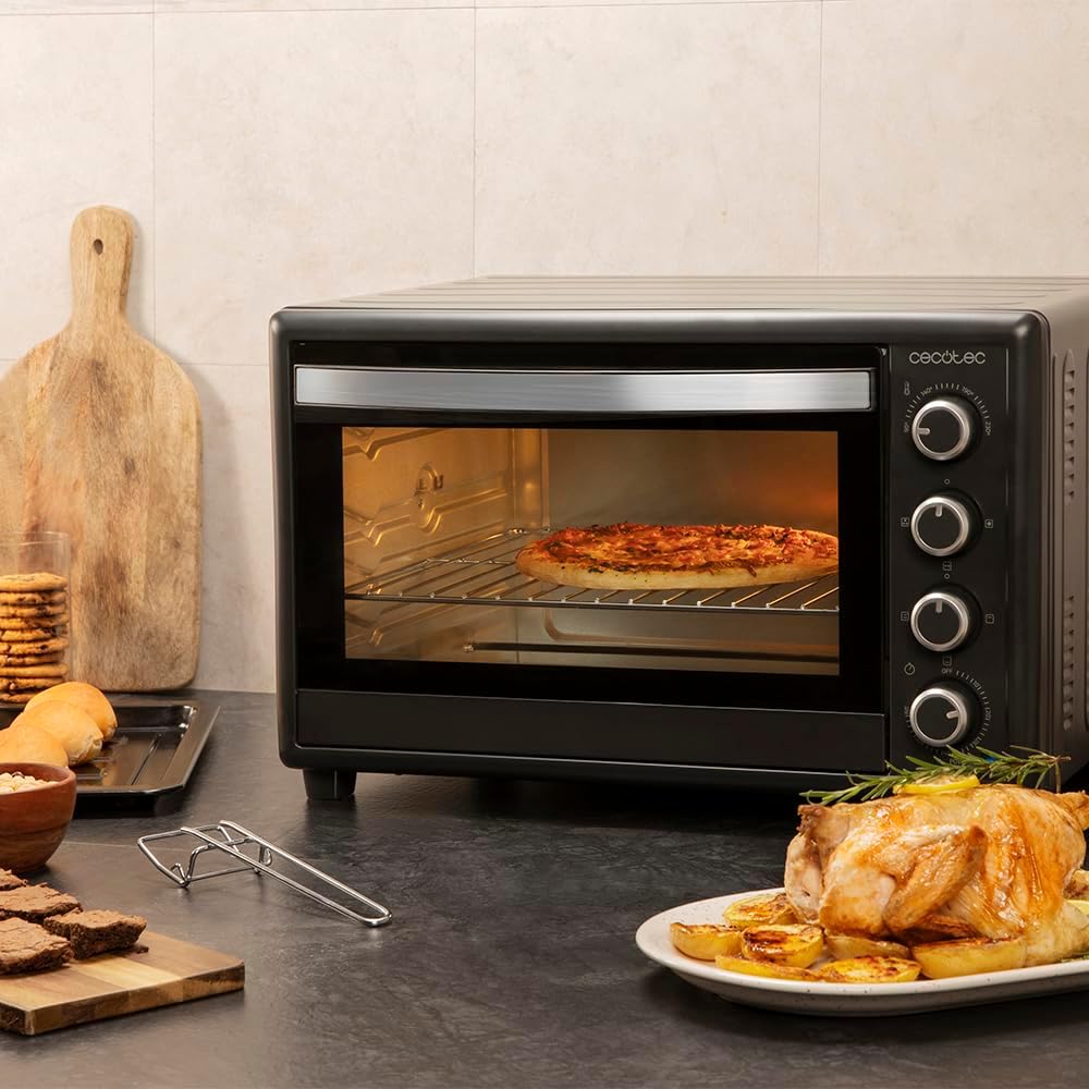 Cecotec 60-Liter Bake&Toast Tabletop Convection Oven 6090 Black Gyro, 2200W, Interior Light, 12 Functions, Temperature Up to 230o, Double Glass Door, Includes Rotisserie