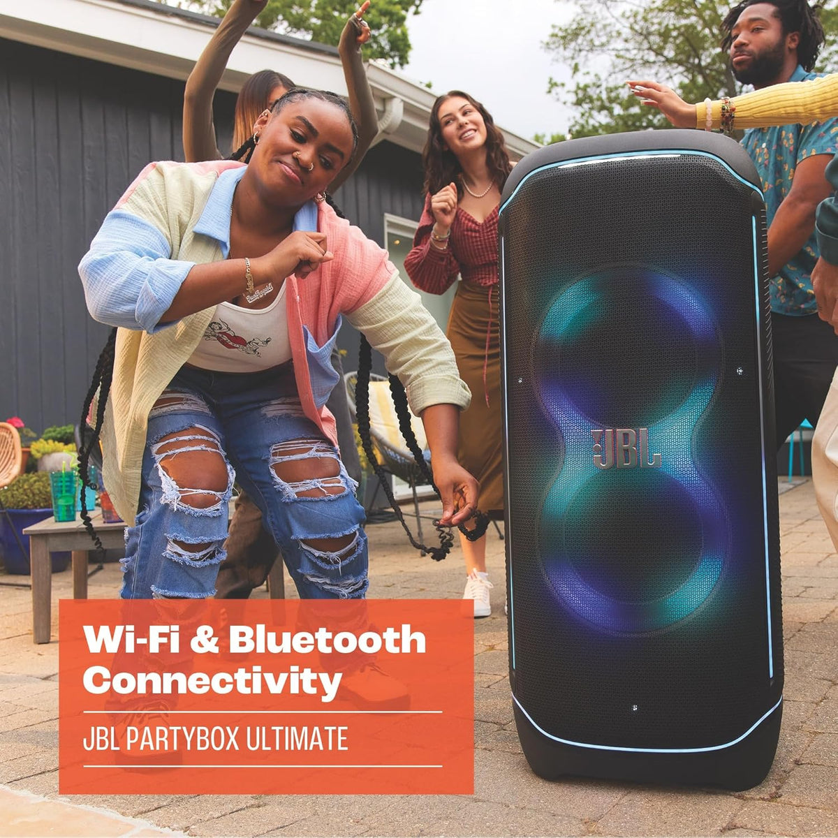 PartyBox Club 120, Portable party speaker, ergonomic folding handle, light show, 12-hour battery life, IPX4 splash-proof, black, European plug (Type C) -