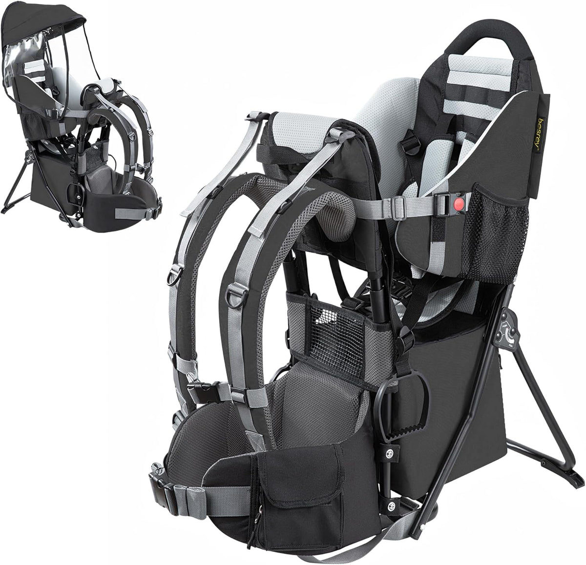 besrey Hiking Baby Carrier, Child Backpack, Outdoor Use, Foldable - Black