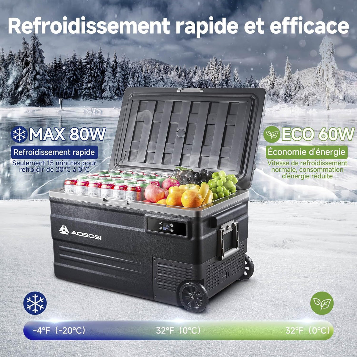 45L Compressor Cooler, Electric Cooler -20 to 20, Truck Fridge with APP & Button Control, 12/24V DC and 100-240V AC Camping Cooler for Car, Truck, Boat and Power Outlet -