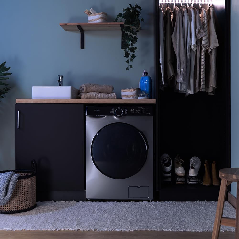 Cecotec Bolero DressCode 121000 Steel 12kg Front Loading Washing Machine. 1400 rpm max adjustable, 2000 W, WoolMark certified, Inverter Plus motor, 14 programs, Spa Care, delayed start.