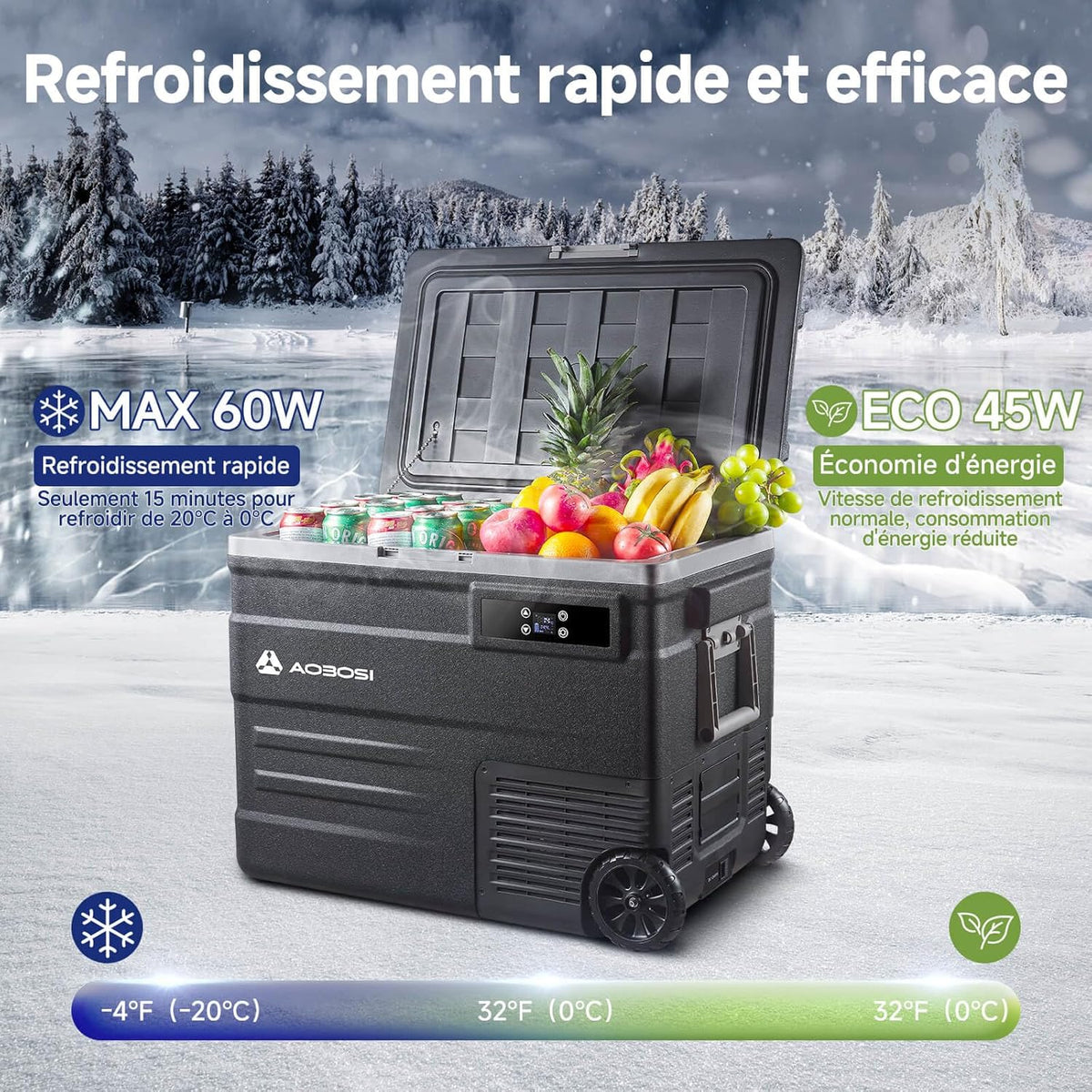 45L Compressor Cooler, Electric Cooler -20 to 20, Truck Fridge with APP & Button Control, 12/24V DC and 100-240V AC Camping Cooler for Car, Truck, Boat and Power Outlet -