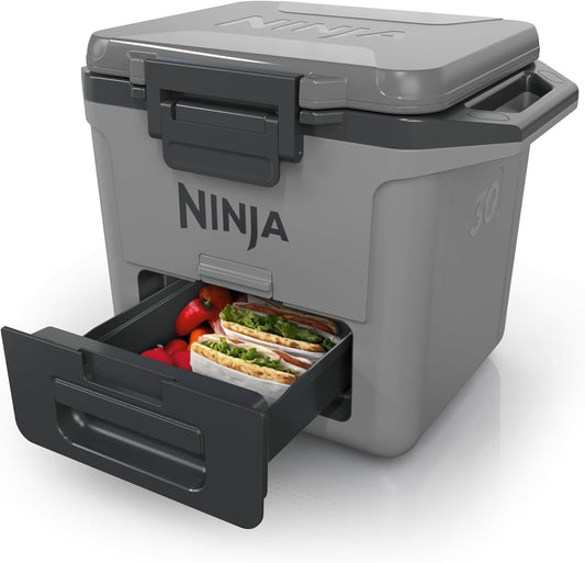 Ninja FrostVault Hard Cooler, High-Quality Ice Keeper, Keeps Ice Cold for Up to Days, Built-in Dry Storage Drawer at Refrigerator Temperature