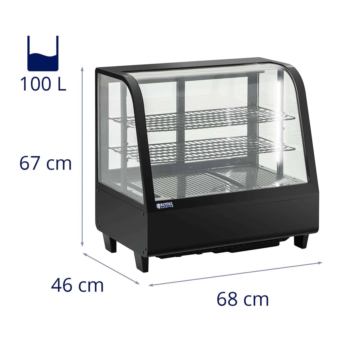 100-litre refrigerated display case, 3 tiers, plastic, tempered glass, black, 14_0005388 -