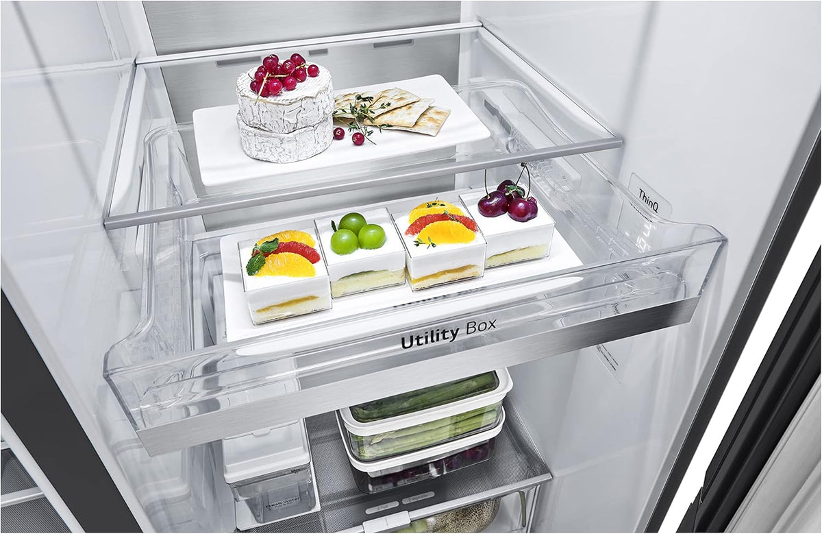GSXV91MCAF Side-by-Side Fridge Freezer, 635L, InstaView, Total No-Frost, Freezer Compartment, UVnano Water and Ice Dispenser, Linear Inverter Compressor, Wi-Fi, Black, Energy Class F