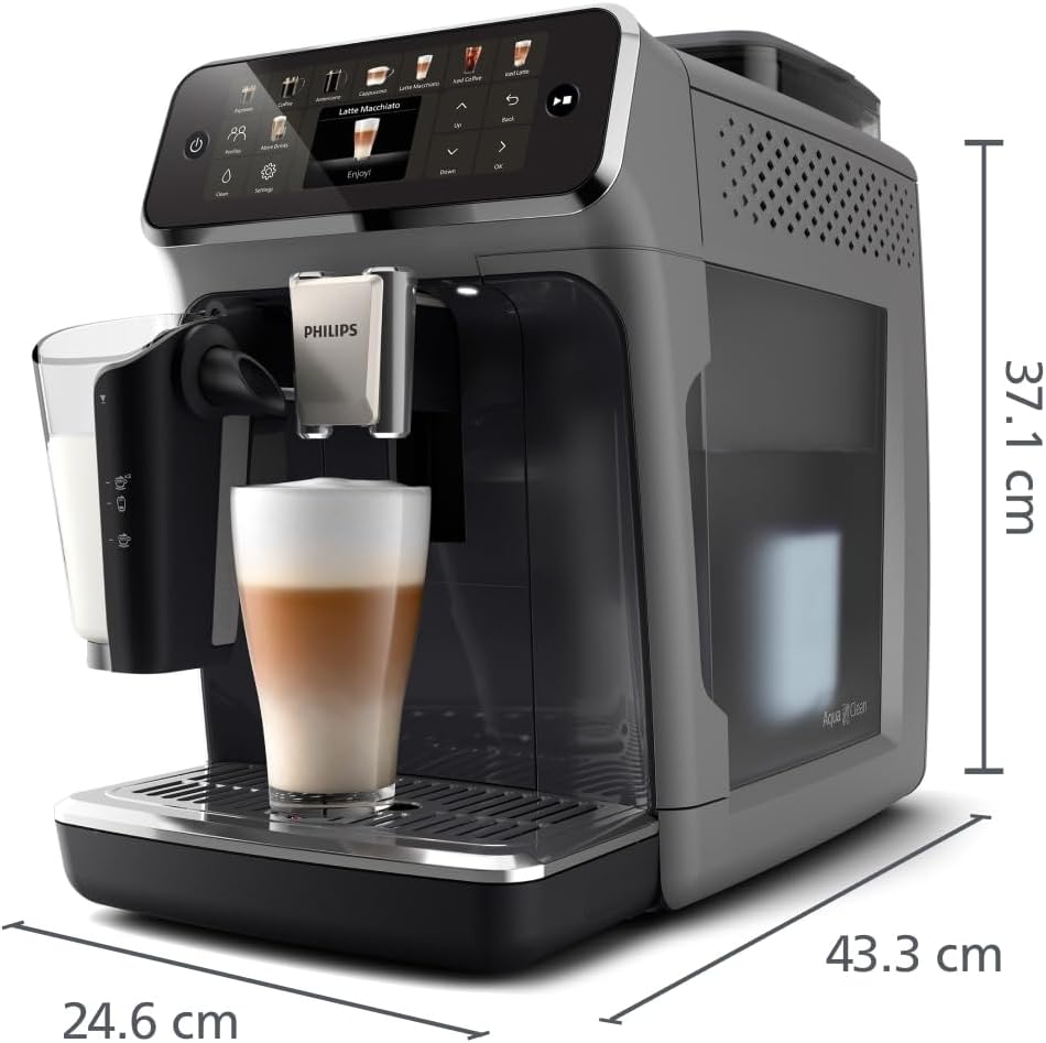 5400 Series Espresso Machine - Bean-to-Cup Coffee - LatteGo Milk Frother, 12 Coffee Specialties, Intuitive Display, 4 User Profiles, Black (EP5441/50)