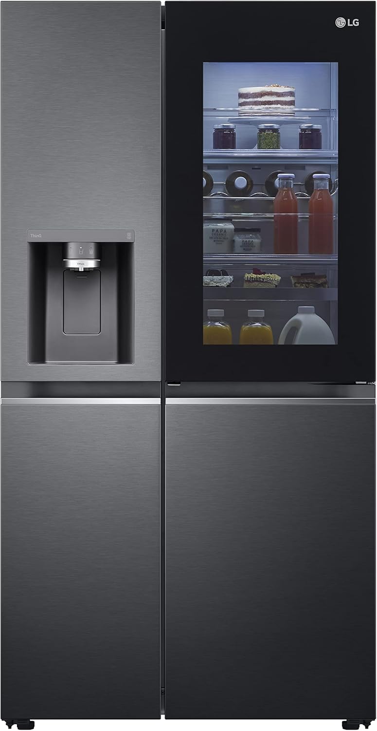GSXV91MCAF Side-by-Side Fridge Freezer, 635L, InstaView, Total No-Frost, Freezer Compartment, UVnano Water and Ice Dispenser, Linear Inverter Compressor, Wi-Fi, Black, Energy Class F