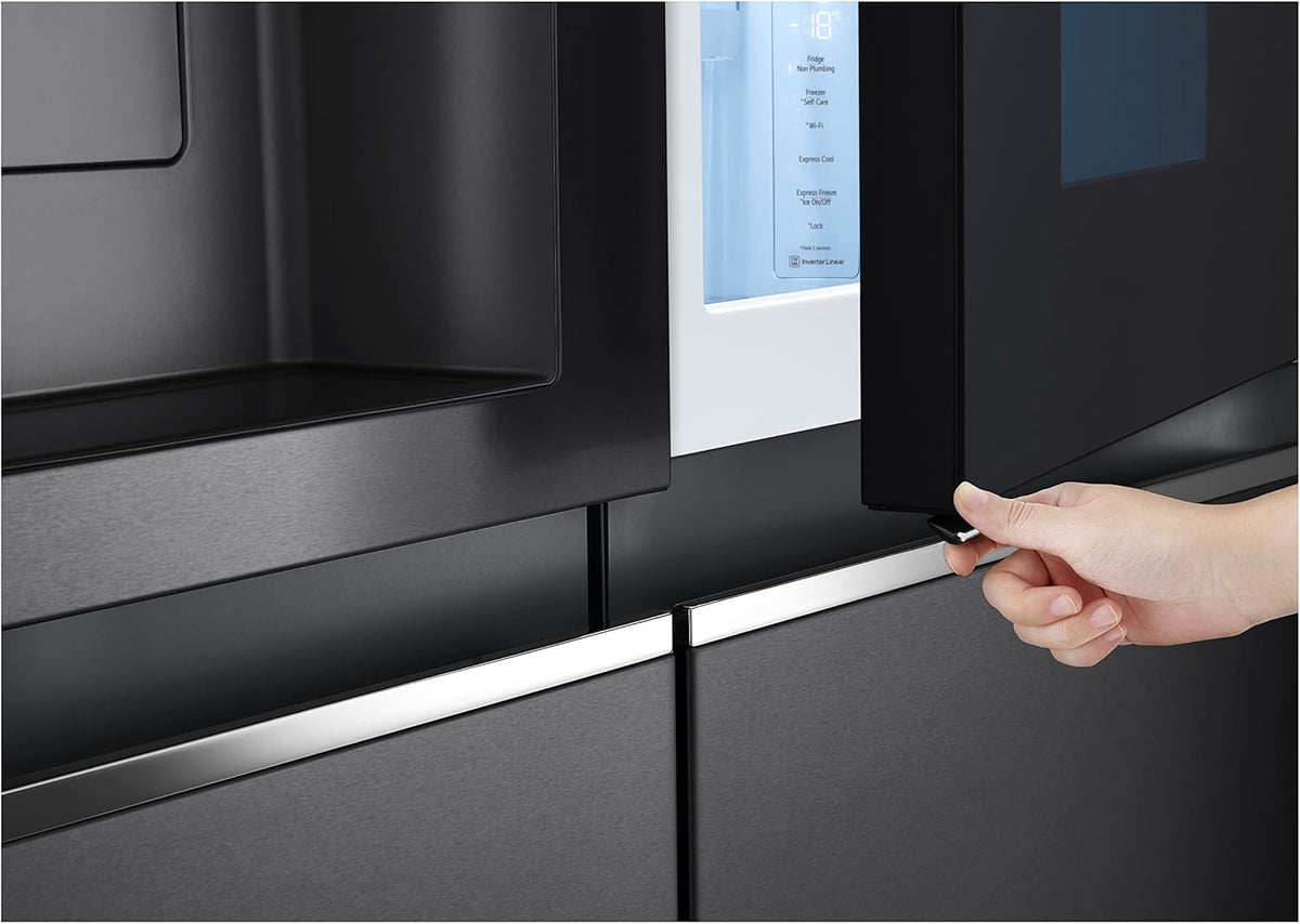GSXV91MCAF Side-by-Side Fridge Freezer, 635L, InstaView, Total No-Frost, Freezer Compartment, UVnano Water and Ice Dispenser, Linear Inverter Compressor, Wi-Fi, Black, Energy Class F