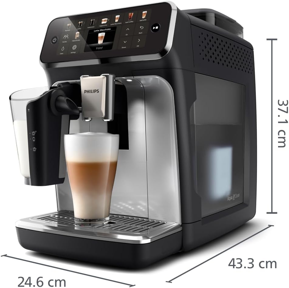 5400 Series Espresso Machine - Bean-to-Cup Coffee - LatteGo Milk Frother, 12 Coffee Specialties, Intuitive Display, 4 User Profiles, Black (EP5441/50)
