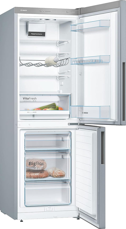 Bosch KGV33VLEAS - Freestanding Fridge Freezer - Series 4 - 288L - Fan Assisted Cooling - W 60cm x H 176cm - Stainless Steel