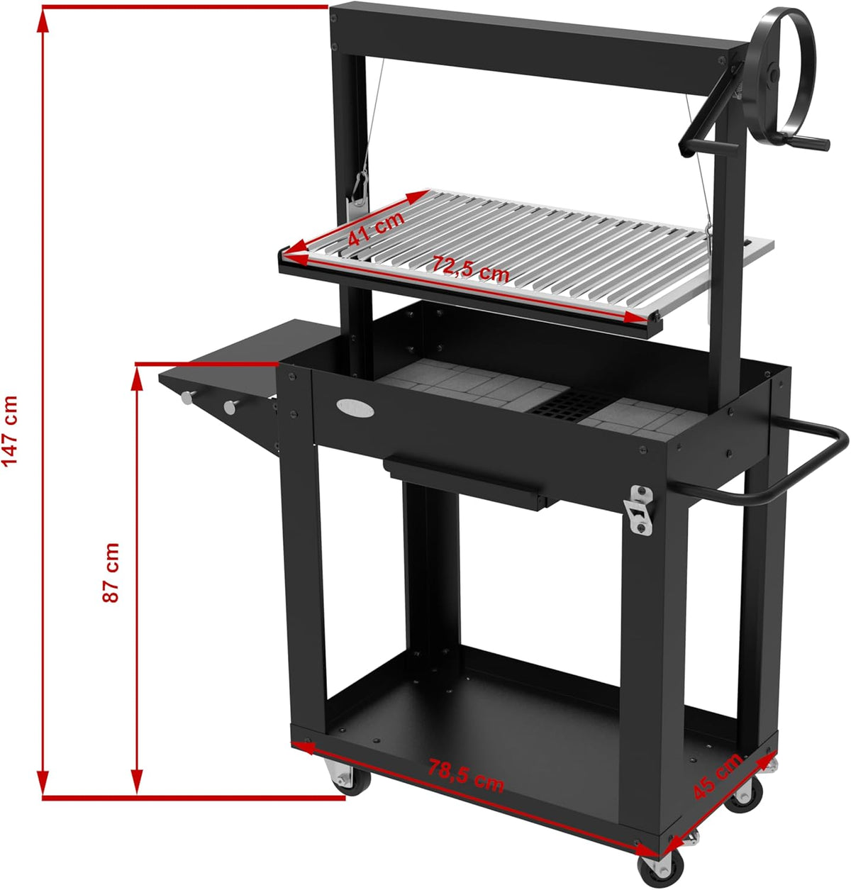 SANTA MARIA charcoal and wood barbecue - adjustable height - refractory bricks - IMOR