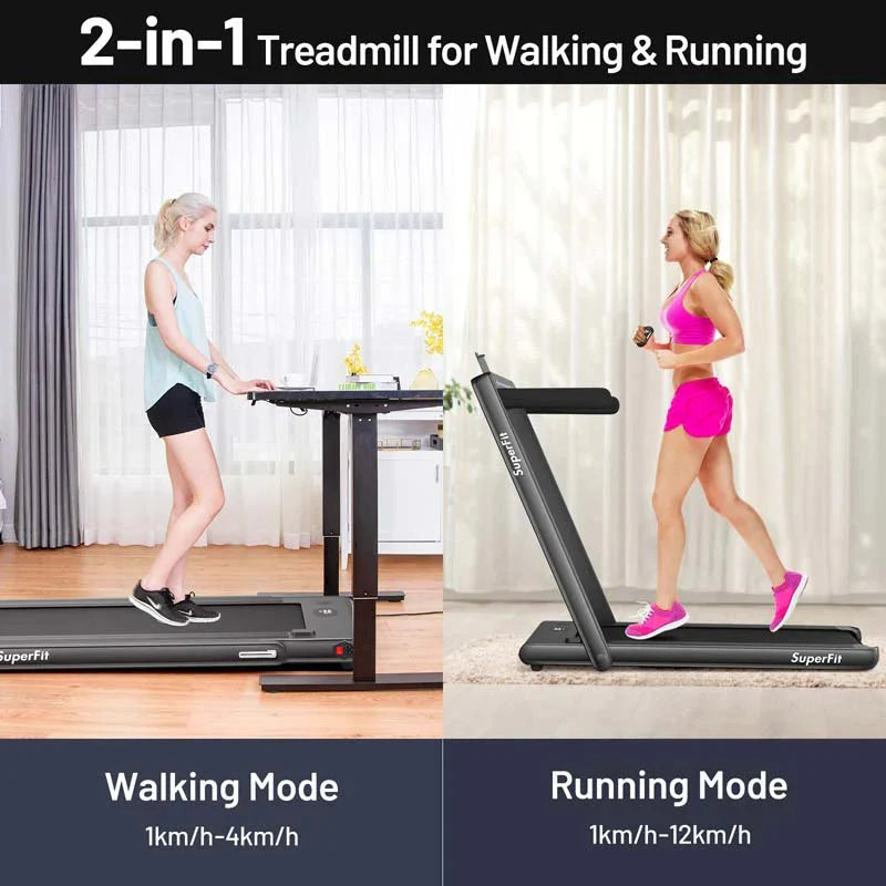 2-in-1 Folding Electric Treadmill, 2.25 HP, Under-Desk, with Dual Display and Smart App Control