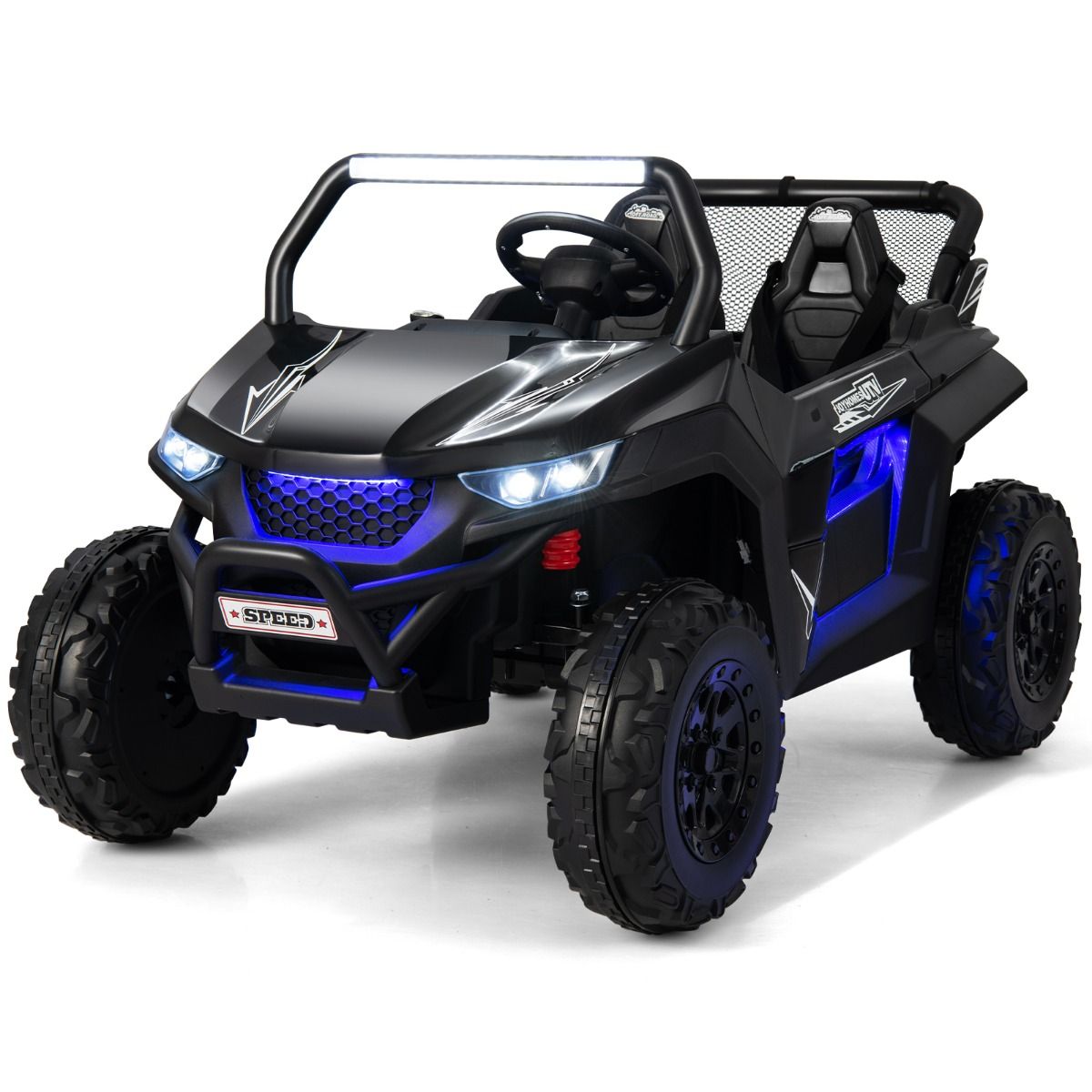 12V Electric Ride-On Car for Children Ages 3-8, 2 Speeds, Spring Suspension, 59KG Load Capacity, 118x74x71CM, Black/Pink/Red