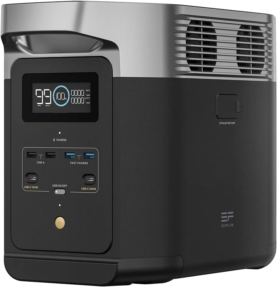 EcoFlow DELTA 2 Portable Power Station with scalable capacity of 1-3 kWh, LFP battery, fast charging, solar generator for home backup power, balconies, camping and motorhomes