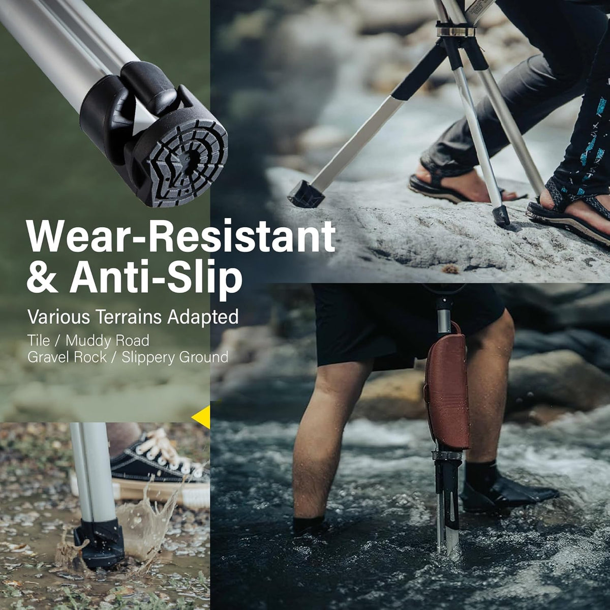 STEP2GOLD Ta-Da Chair Series 2 - Walking Stick with Seat, Lightweight Aluminum Frame, Sturdy Folding Stool (up to 136 kg), Easy to Fold, Ideal for Hiking and Outdoor Activities